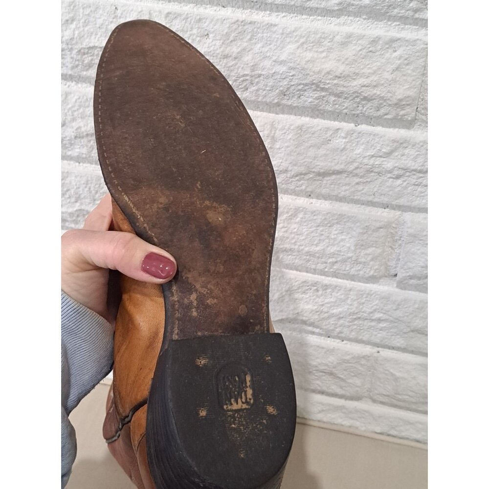 Dan Post Mens Brown Leather Western Cowboy Boots  Embroidered Scalloped Toe 9D - Picture 5 of 13